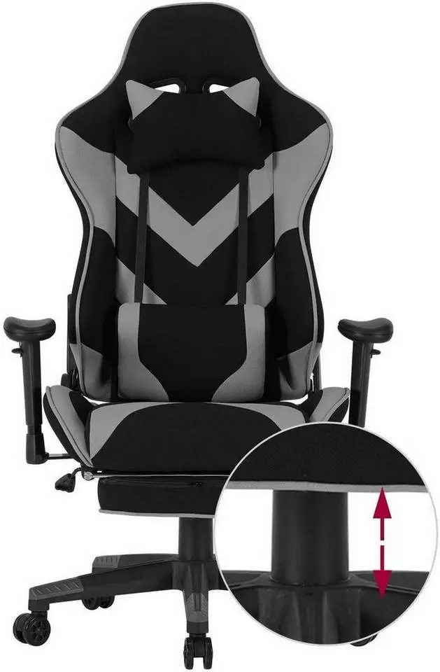 EUGAD Gaming Chair, Bürostuhl, Gaming Stuhl, Stoffbezug Rot Grau, Schwarz 14 EUGAD Gaming Chair, Bürostuhl, Gaming Stuhl, Stoffbezug Rot Grau, Schwarz – Bild 14