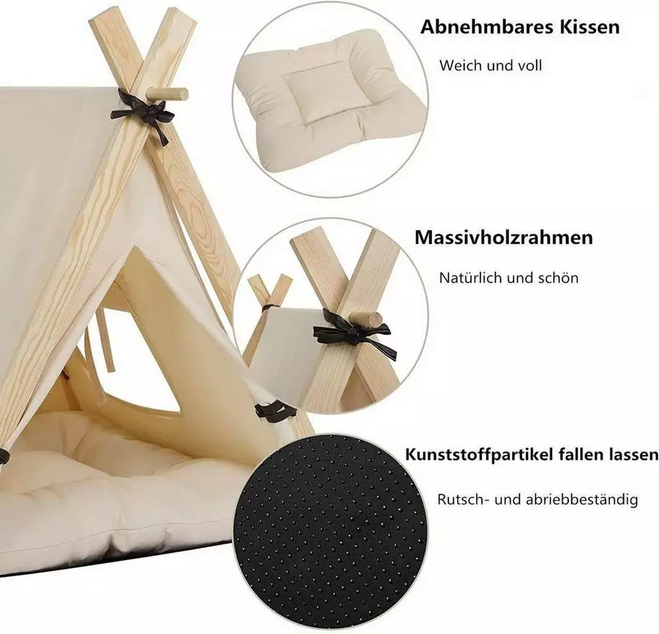 EUGAD Tierhaus, Tipi Hundezelt Katzenzelt 45x55x45cm Kätzchen Chihuahua Havaneser Kaninchen mit Kissen abnehmbar waschbar faltbar Weiß 11 EUGAD Tierhaus, Tipi Hundezelt Katzenzelt 45x55x45cm Kätzchen Chihuahua Havaneser Kaninchen mit Kissen abnehmbar waschbar faltbar Weiß – Bild 11