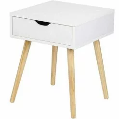 EUGAD Nachttisch, Beistelltisch mit Schublade Nachtkommode, Holzbeine MDF, Grau Wei&szlig; -Eugad Möbel Einkaufen 5854c9ab 14f6 5dc8 bdca 36aac0581296