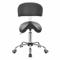 EUGAD Arbeitshocker (1er-Set), Sattelhocker mit Rückenlehne gepolstert höhenverstellbar aus Kunstleder Schwarz Grau, Weiß