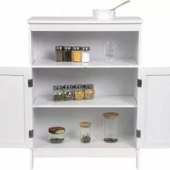 EUGAD Badkommode, Badschrank Beistellschrank, mit Doppeltür, 3 Fächern, MDF, Weiß -Eugad Möbel Einkaufen 5956f18d ec4f 54e8 93f1 ff253d843428