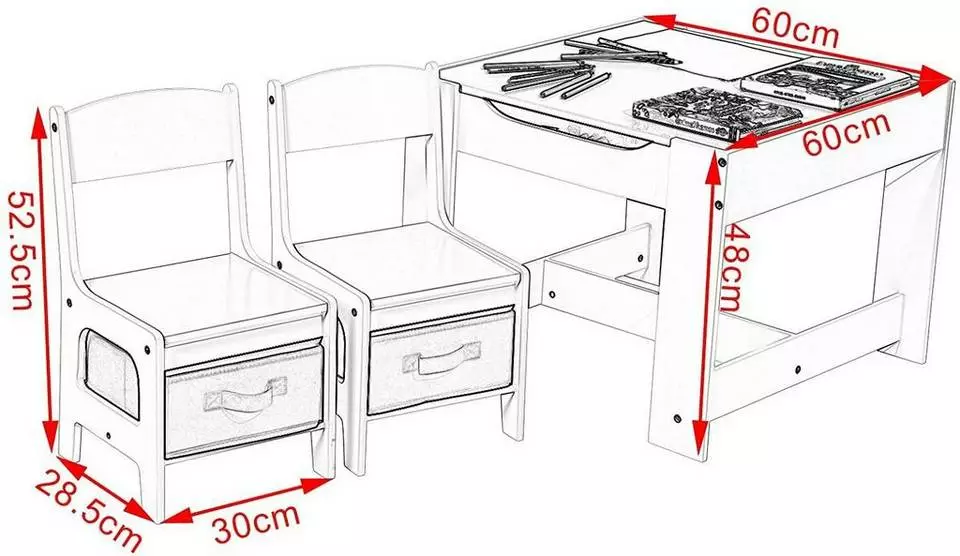EUGAD Sitzgruppe, Kindersitzgruppe 1 Kindertisch und 2 Stühle mit Stauraum Maltisch graue Tischplatte abnehmbar 7 EUGAD Sitzgruppe, Kindersitzgruppe 1 Kindertisch und 2 Stühle mit Stauraum Maltisch graue Tischplatte abnehmbar – Bild 7