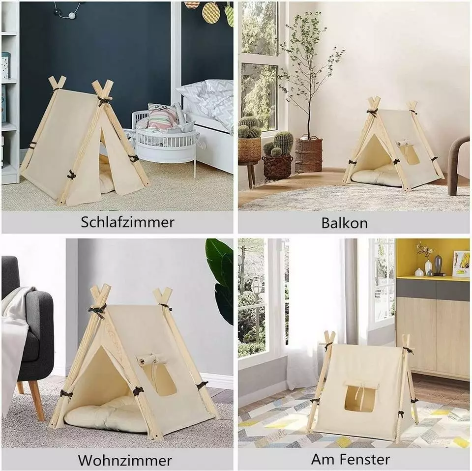 EUGAD Tierhaus, Tipi Hundezelt Katzenzelt 45x55x45cm Kätzchen Chihuahua Havaneser Kaninchen mit Kissen abnehmbar waschbar faltbar Weiß 15 EUGAD Tierhaus, Tipi Hundezelt Katzenzelt 45x55x45cm Kätzchen Chihuahua Havaneser Kaninchen mit Kissen abnehmbar waschbar faltbar Weiß – Bild 15