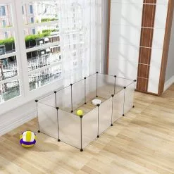 EUGAD Freigehege, Freigehege für Kaninchen Hasen Meerschweinchen Welpenauslauf DIY, 12 Platten 145 x 75 x 46 cm Grau, Schwarz, Transparent, Weiß -Eugad Möbel Einkaufen 5b74d48f 9825 48f5 9d79 76ae4b0fdcc3