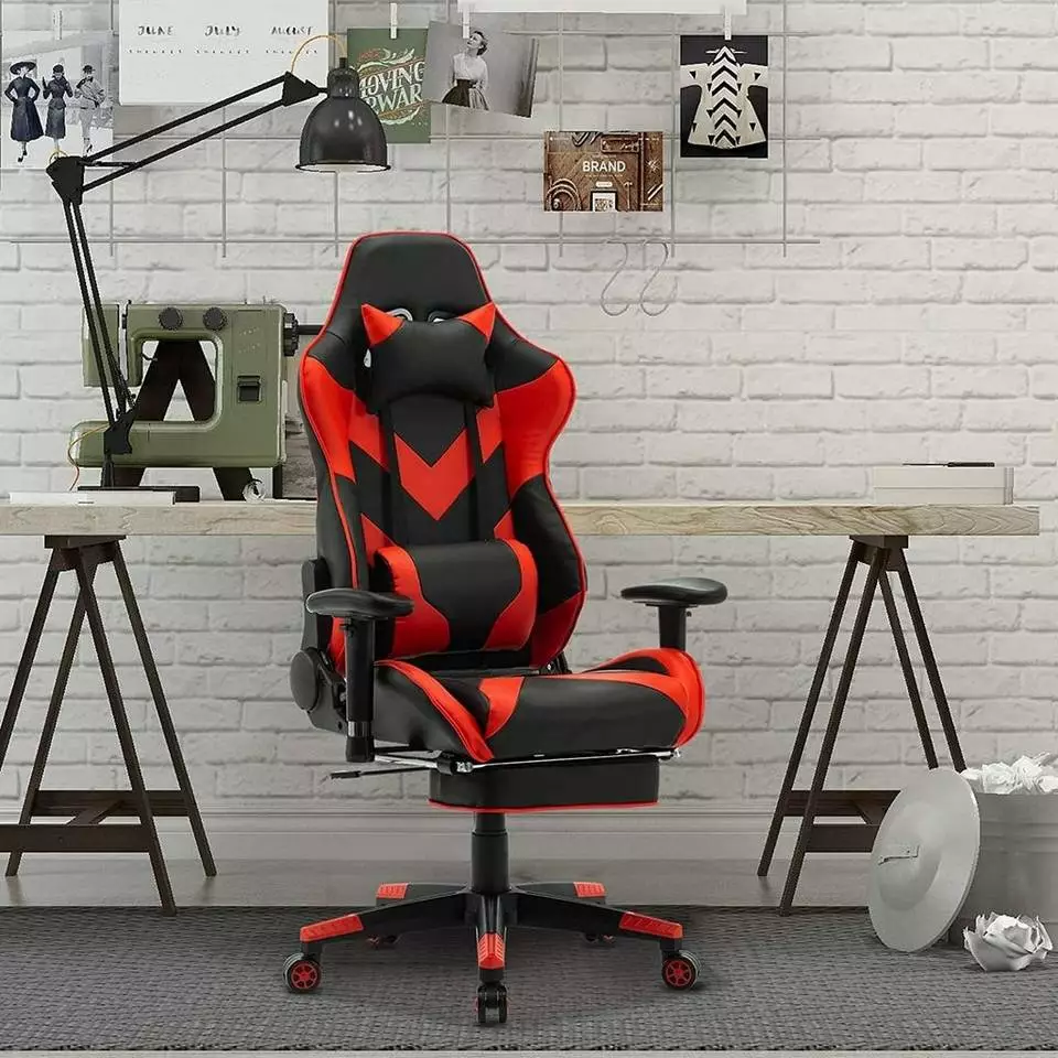EUGAD Gaming Chair, Bürostuhl, Gaming Stuhl, Kunstleder, mit einstellbaren Armlehnen Rot Blau, Schwarz, Weiß 2 EUGAD Gaming Chair, Bürostuhl, Gaming Stuhl, Kunstleder, mit einstellbaren Armlehnen Rot Blau, Schwarz, Weiß – Bild 2