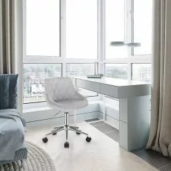 EUGAD Schreibtischstuhl (1 Stück), Bürohocker Rollhocker mit Rollen, Samt, höhenverstellbar, Rosa Dunkellgrau, Hellgrau -Eugad Möbel Einkaufen 5ec94bc0 bf71 4196 8221 cf34537421c4