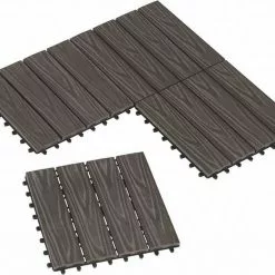 EUGAD WPC-Fliesen, 22 Stück WPC Terrassenfliesen 30x30cm Holzstruktur Coffee Anthrazit, Dunkelgrau, Hellgrau