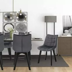 EUGAD Esszimmerstuhl (6 Stück), Wohnzimmerstuhl mit Rückenlehne, Polsterstuhl Küchenstuhl Weich Samt und Holz für ESS- und Wohnzimmer Schwarz Dunkelgrau, Dunkelgrün, Rosa -Eugad Möbel Einkaufen 605521f3 56c0 407a 835e a6d54f57aedd