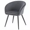 EUGAD Esszimmerstuhl, mit Armlehne, Retro Design, Samt, Metall Dunkelgrau Hellgrau, Schwarz