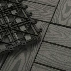 EUGAD WPC-Fliesen, WPC Fliesen Klickfliesen in Holzoptik 11 Stücke für 1m² Grau Anthrazit, Braun, Coffee, Hellgrau -Eugad Möbel Einkaufen 60a97872 2336 5e7a 8a7d 1c57136ae04d