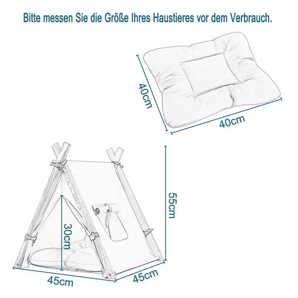 EUGAD Tierhaus, Tipi Hundezelt Katzenzelt 45x55x45cm Kätzchen Chihuahua Havaneser Kaninchen mit Kissen abnehmbar waschbar faltbar Weiß 2 EUGAD Tierhaus, Tipi Hundezelt Katzenzelt 45x55x45cm Kätzchen Chihuahua Havaneser Kaninchen mit Kissen abnehmbar waschbar faltbar Weiß – Bild 2