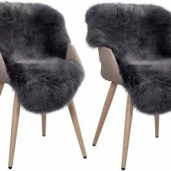 Teppich, EUGAD, 2er-Set Öko Lammfell echtes Longhair Fell L (90-104)x60cm Hellgrau