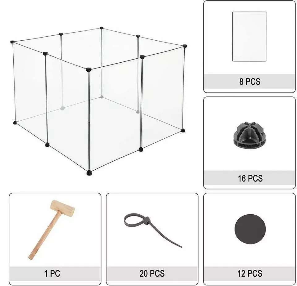 EUGAD Freigehege, Freigehege für Kaninchen Hasen Meerschweinchen Welpenauslauf DIY 8 Platten Transparent 102 x 102 x 70 cm 6 EUGAD Freigehege, Freigehege für Kaninchen Hasen Meerschweinchen Welpenauslauf DIY 8 Platten Transparent 102 x 102 x 70 cm – Bild 6