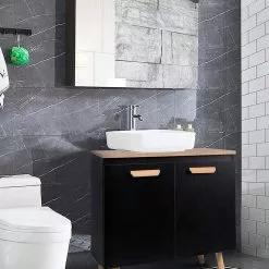 EUGAD Waschbeckenunterschrank Badschrank Unterschrank mit 2 Türe Weiß Grau, Schwarz, Wei&szlig; -Eugad Möbel Einkaufen 624ce61b 30fd 5046 becb aa63fdcfd5cf