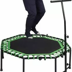 EUGAD Fitnesstrampolin, Fitness Trampolin Indoor Faltbar Ø 126cm mit höhenverstellbarem Haltegriff, leise Gummiseilfederung, belastbar bis 120 kg Grün, Schwarz -Eugad Möbel Einkaufen 6264bfc5 6d96 46e4 926d c952608c655a