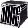 EUGAD Tierreisebox, Hundetransportbox Alu Hundebox Reisebox Autobox für kleine/mittlere Hunde Französische Bulldogge Beagle Terriers Dackel Shiba Inu 69 x 54 x 50 cm L Schwarz