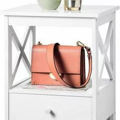 EUGAD Nachttisch, Beistelltisch Nachtschrank Nachtkommode Sofatisch aus MDF mit Schublade und Ablage für Schlafzimmer oder Wohnzimmer Weiß -Eugad Möbel Einkaufen 636e8697 b8a4 524d b00e 224fa3e6b454