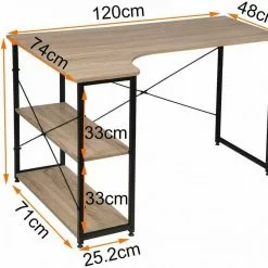 EUGAD Schreibtisch, Computertisch Büromöbel Couchtisch mit Ablage Holz Stahl Schwarz+Beigebraun Industrie-design -Eugad Möbel Einkaufen 646647c5 68da 5b08 944e 6c221dd908f0