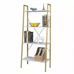 EUGAD Bücherregal, Standregal Bücherregal Metallregal Leiterregal Stufenregal Multifunktionale Regal Industrie Design MDF Metall Schwarz+schwarzer Marmor Golden+Weißer Marmor, Vintage -Eugad Möbel Einkaufen 6496380e 7498 5fcf b32d 2e631390672b