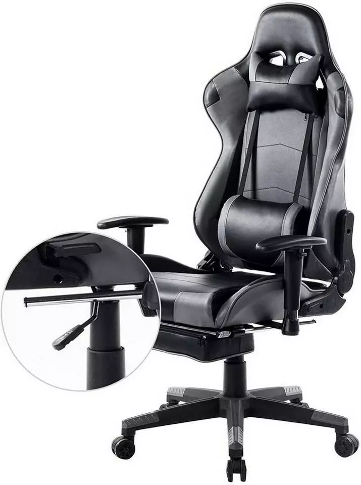 EUGAD Gaming Chair, Bürostuhl Schreibtischstuhl, Kunstleder, mit Ledenkissen Kopfstütze einstellbaren Armlehnen Weiß Grau, Rot, Weiß 12 EUGAD Gaming Chair, Bürostuhl Schreibtischstuhl, Kunstleder, mit Ledenkissen Kopfstütze einstellbaren Armlehnen Weiß Grau, Rot, Weiß – Bild 12