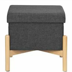 EUGAD Sitzhocker, Polsterhocker Sitztruhe bis 150kg belastbar, mit Stauraum, Deckel Abnehmbar Holzbeine Dunkelgrau Hellgrau -Eugad Möbel Einkaufen 65500f54 9693 5365 8056 be2d4251877f
