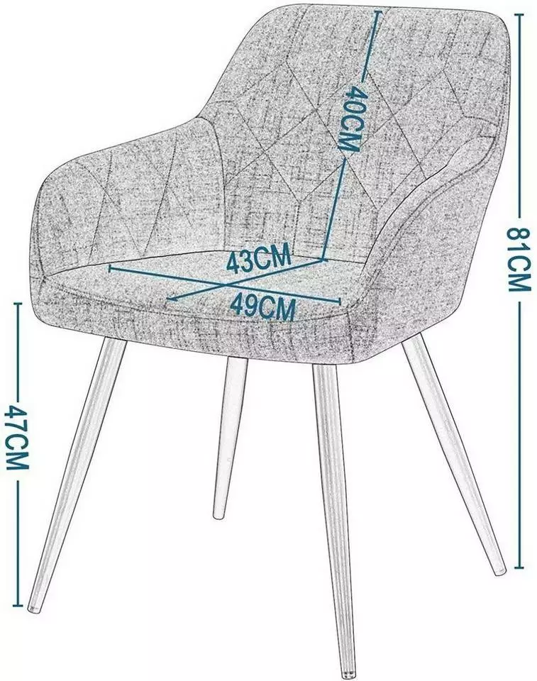 EUGAD Esszimmerstuhl (1 Stück), Wohnzimmerstuhl aus Leinen Polsterstuhl mit Armlehnen und Rückenlehne schwarze Gestell aus Metall Hellgrau Dunkelgrau 3 EUGAD Esszimmerstuhl (1 Stück), Wohnzimmerstuhl aus Leinen Polsterstuhl mit Armlehnen und Rückenlehne schwarze Gestell aus Metall Hellgrau Dunkelgrau – Bild 3