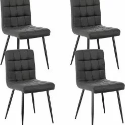 EUGAD Esszimmerstuhl (4 Stück), Polsterstuhl Wohnzimmerstuhl Samtstuhl Sessel mit Rückenlehne, Metallbeine, Sitzfläche aus Samt, Blau Creme, Dunkelgrau, Hellgrau, Rosa -Eugad Möbel Einkaufen 67118773 5d9c 4278 8192 437c444f0240