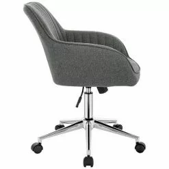 EUGAD Schreibtischstuhl, Bürostuhl Bürohocker Rollhocker aus Leinen Hellgrau Duneklgrau -Eugad Möbel Einkaufen 67bf7761 c6fd 560e 9530 0a799ee2bb78