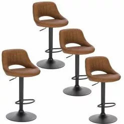 EUGAD Barhocker, 4er-Set Tresenhocker aus Kunstleder Gestell aus Stahl Dunkelbraun Anthrazit, Grau -Eugad Möbel Einkaufen 67d8b561 73b6 55e9 be6d 0c31902748fa