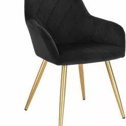 EUGAD Esszimmerstuhl (1 Stück), Wohnzimmerstuhl aus Samt Polsterstuhl mit Armlehnen und Rückenlehne, Gestell aus Metall mit goldenen Beine Dunkelgrau Schwarz -Eugad Möbel Einkaufen 68d93090 b432 4249 b3e3 af741c1048ff