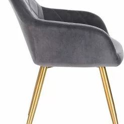 EUGAD Esszimmerstuhl (1 Stück), Wohnzimmerstuhl aus Samt Polsterstuhl mit Armlehnen und Rückenlehne, Gestell aus Metall mit goldenen Beine Dunkelgrau Schwarz -Eugad Möbel Einkaufen 6a00e9d9 f5cd 477d b47a 1d7ca776f91e