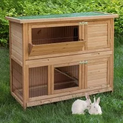 EUGAD Tierhaus, Hasenstall Kaninchenstall Hasenkäfig Kleintierstall Meerschweinchen Massivholz Hellrot 120 x 50 x 100,5 cm Grau-Wei&szlig;, Hellbraun -Eugad Möbel Einkaufen 6a0777c2 3597 45e1 9fa8 fa0fe23d519d