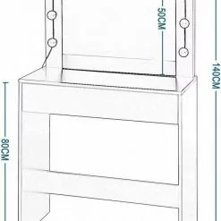 EUGAD Schminktisch, Frisiertisch 10 LED-Lampen mit Schubladen 80x40cm Schwarz Weiß -Eugad Möbel Einkaufen 6a62aced 0ccc 572d bc61 c41856b66825