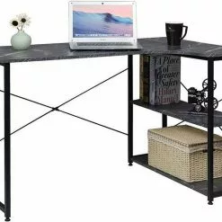 EUGAD Schreibtisch, mit Bücherregal 120x74x71,5 cm Schwarz Marmor Holz Vintage -Eugad Möbel Einkaufen 6a88b310 68f5 5f0d 8e07 09a0b2289828