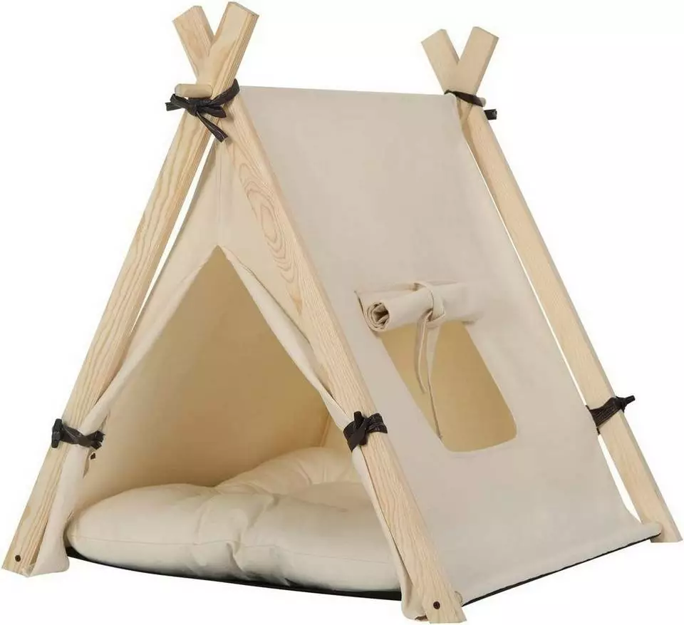 EUGAD Tierhaus, Tipi Hundezelt Katzenzelt 45x55x45cm Kätzchen Chihuahua Havaneser Kaninchen mit Kissen abnehmbar waschbar faltbar Weiß 9 EUGAD Tierhaus, Tipi Hundezelt Katzenzelt 45x55x45cm Kätzchen Chihuahua Havaneser Kaninchen mit Kissen abnehmbar waschbar faltbar Weiß – Bild 9