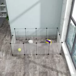 EUGAD Freigehege, Freigehege für Kaninchen Hasen Meerschweinchen Welpenauslauf DIY, 12 Platten 145 x 75 x 46 cm Grau, Schwarz, Transparent, Weiß -Eugad Möbel Einkaufen 6c10b0f1 d0a3 4dfc 81f5 892b1ab02f75