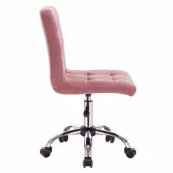 EUGAD Schreibtischstuhl, Arbeitshocker Bürohocker Samt Metall, 360° drehbar, Rosa Hellgrau -Eugad Möbel Einkaufen 6c1da412 d545 54c6 a1a5 12f654164748