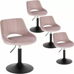 EUGAD Barhocker (4 St), Barstuhl Barsessel Sessel Loungesessel höhenverstellbar Clubsessel Cocktailsessel Drehsessel Samt Sitzhöhe 40–55 cm Schwarz Dunkelgrau, Rosa -Eugad Möbel Einkaufen 6ca85be4 6e19 40b8 a1b7 324a798e53e2