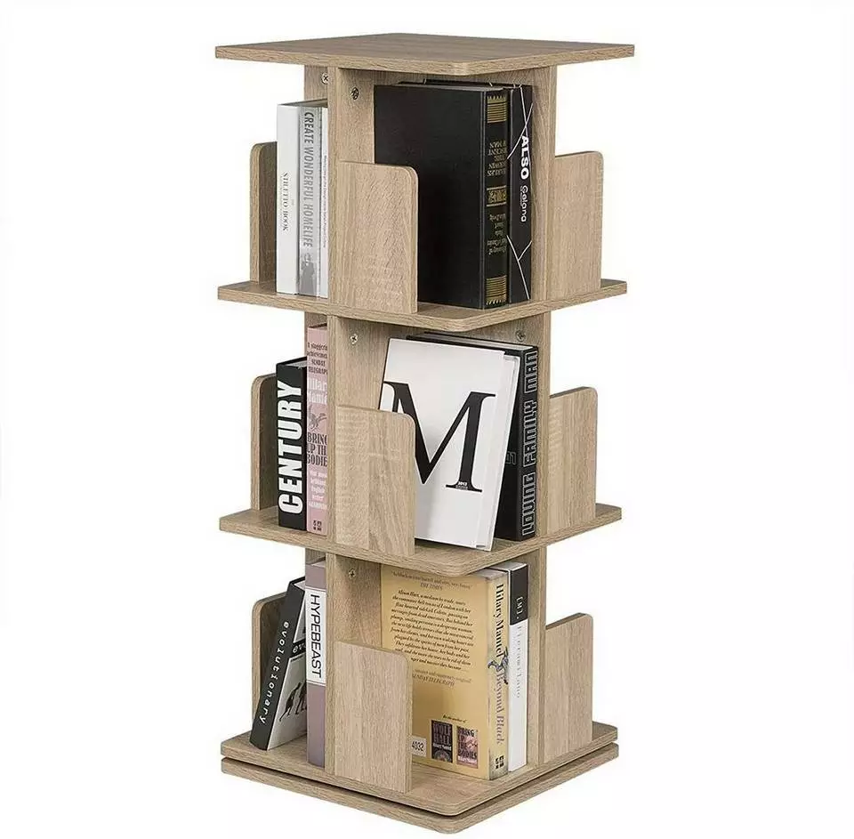 EUGAD Bücherregal, Raumteiler Standregal mit 3 Ebenen, 360° frei drehbar, MDF, Natur 4 EUGAD Bücherregal, Raumteiler Standregal mit 3 Ebenen, 360° frei drehbar, MDF, Natur – Bild 4