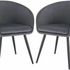 EUGAD Esszimmerstuhl, 2er-Set mit Armlehne, Retro Design, Samt, Metall Schwarz Dunkelgrau, Hellgrau -Eugad Möbel Einkaufen 6dc870ca eabe 5460 a351 c0c832e7a88b