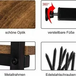 EUGAD Schreibtisch, Computertisch Büromöbel Couchtisch mit Ablage Holz Stahl Schwarz+Beigebraun Industrie-design -Eugad Möbel Einkaufen 6dca7357 60a1 5f60 b3b8 1e2920e779a4