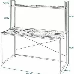 EUGAD Schreibtisch, PC-Tisch Bürotisch Arbeitstisch mit Bücherregal Holz 120x60x140 cm Schwarz-Marmor Schwarz-Vintage -Eugad Möbel Einkaufen 6dd3bf05 8c46 5b60 a16e 90f56cc8ae92