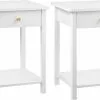 EUGAD Nachttisch, 2er-Set Nachtkommode Sofatisch Kaffeetisch Beistelltisch Nachtschrank für Wohnzimmer Schlafzimmer mit Schublade mit Ablage aus MDF Weiß
