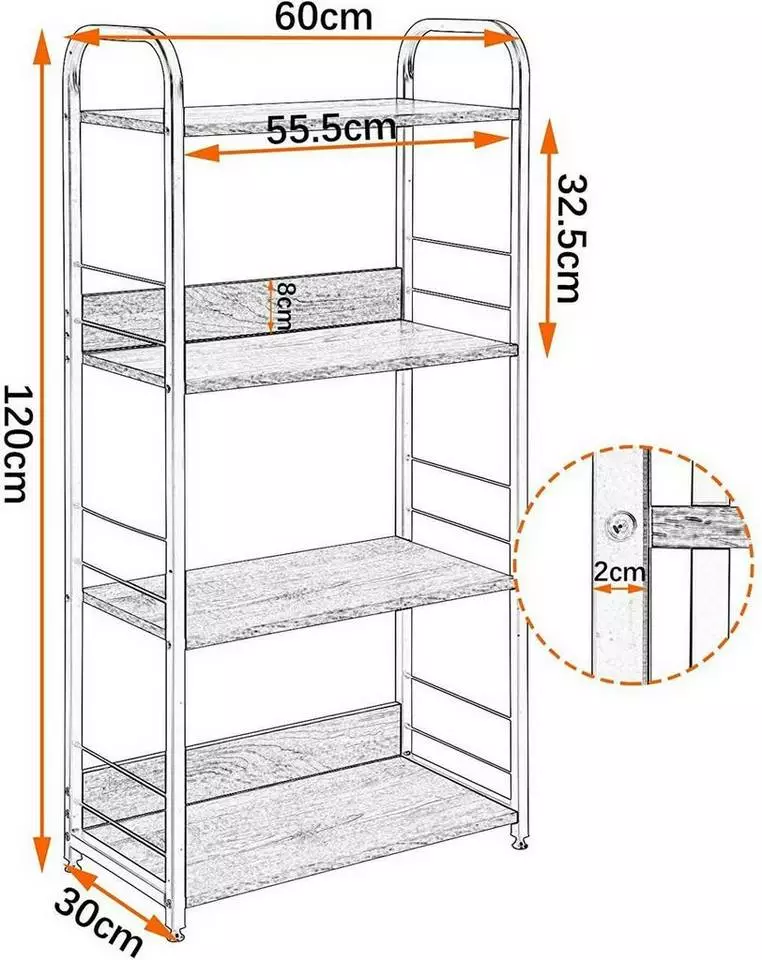 EUGAD Küchenregal, Standregal Metallregal mit 4 Ablagen, Breite 30 cm 3 EUGAD Küchenregal, Standregal Metallregal mit 4 Ablagen, Breite 30 cm – Bild 3