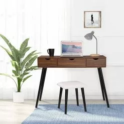 EUGAD Schminktisch, mit Aufklappbarem Spiegel, Schreibtisch mit 2 Schubladen, 100x40x75cm(L*B*H), Kosmetiktisch Computertisch mit große Tischplatte Eiche Weiß -Eugad Möbel Einkaufen 6ec68e6d 3f71 5741 bcb2 3ab87fd09ed6