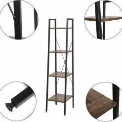 EUGAD Bücherregal, Standregal Badregal Bücherregal Küchenregal Schuhregal aus Holz und Stahl, mit 4 Ablagen, 34 x 35 x 148 cm Golden-Wei&szlig;er Marmor, Schwarz Marmor, Vintage -Eugad Möbel Einkaufen 6ed5eea8 0b33 5fdf 82f6 91b53addd664