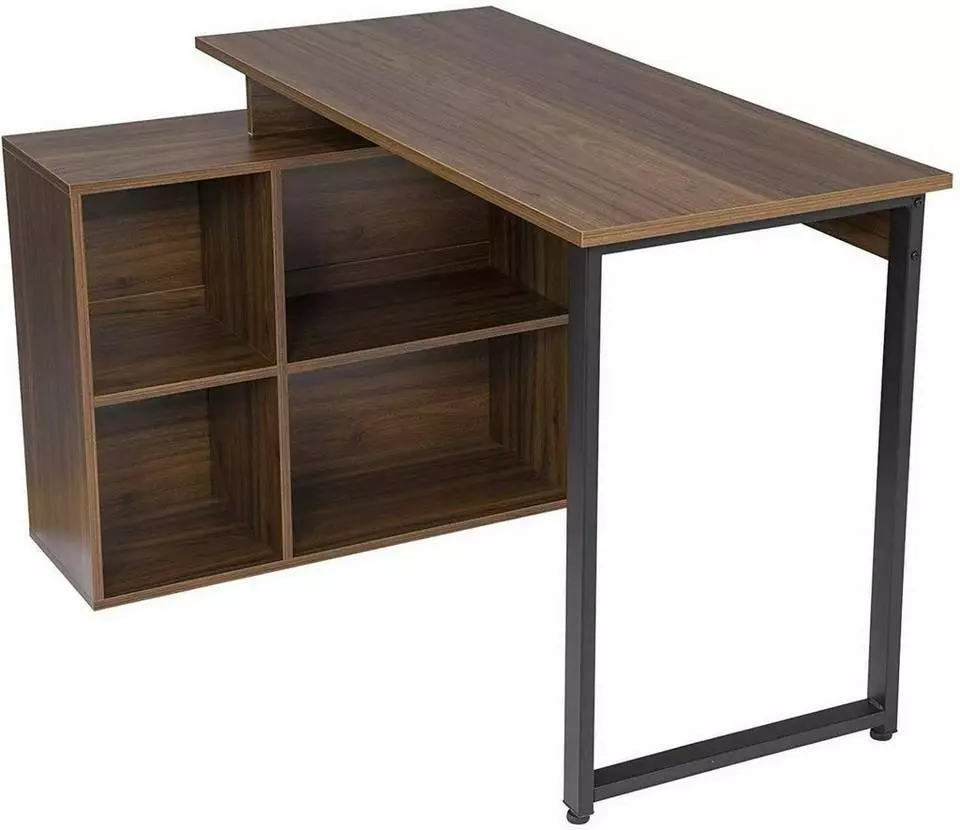 EUGAD Schreibtisch, mit Ablagen Holz 116x75x80cm Dunkelbuche Helleiche, Weiß 1 EUGAD Schreibtisch, mit Ablagen Holz 116x75x80cm Dunkelbuche Helleiche, Weiß