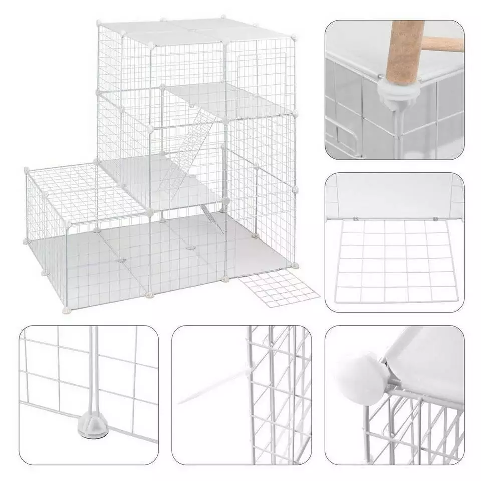 EUGAD Freigehege, Freigehege Kaninchen mit Stauraum Hasen Meerschweinchen Welpenauslauf Laufgitter mit Tür&Treppe DIY Schwarz 48 Platten (35x35cm/Platte) 110x 75 x 110 cm 5 EUGAD Freigehege, Freigehege Kaninchen mit Stauraum Hasen Meerschweinchen Welpenauslauf Laufgitter mit Tür&Treppe DIY Schwarz 48 Platten (35x35cm/Platte) 110x 75 x 110 cm – Bild 5