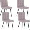 EUGAD Esszimmerstuhl (4 Stück), Küchenstuhl Polsterstuhl, mit Rückenlehne, Metallbeine, Sitzfläche aus Leinen, Hellgrau