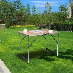 EUGAD Campingtisch, Campingtisch Alu Klapptisch, Tischplatte aus MDF, Schwarz Eiche, Grau -Eugad Möbel Einkaufen 71c5fdbe 20be 579e b418 ce5d18853199